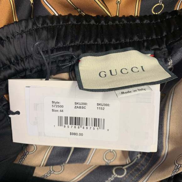 GUCCI Gold Black Stripe Acetate Joggers Shorts - Picture 4 of 9